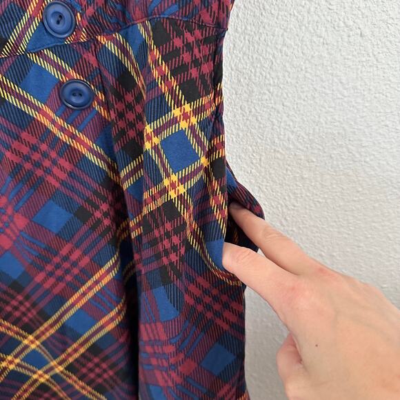ModCloth Plaid‎ Button-Front Fit & Flare Dress – Vintage Style, Size L - Picture 6 of 9